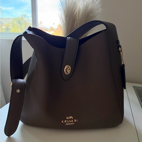 Coach Handbags - Coach Hadley Convertible Crossbody Bag pebbled leather Gold Dark Stone